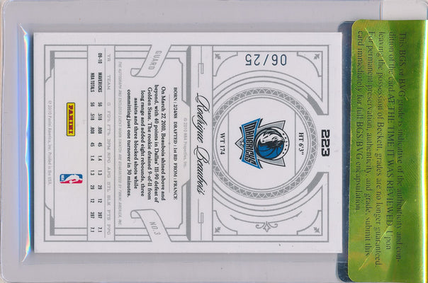 Panini 2009-2010 National Treasures Century Gold #223 Rodrigue Beaubois 6/25 / Auto Grade 9