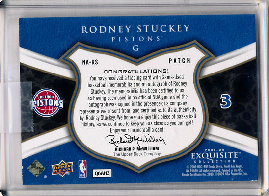 Upper Deck 2008-2009 Exquisite Collection Noble Nameplates #NARS Rodney Stuckey 14/20