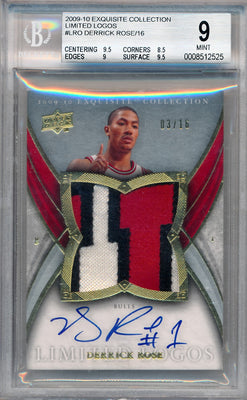 Upper Deck 2009-2010 Exquisite Collection Limited Logos #LRO Derrick Rose 3/16 / BGS Grade 9 / Auto Grade 10