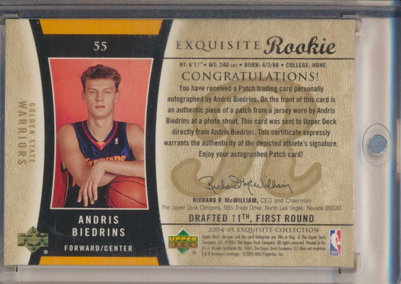 Upper Deck 2004-2005 Exquisite Collection Gold RPA #55 Andris Biedrins 10/15