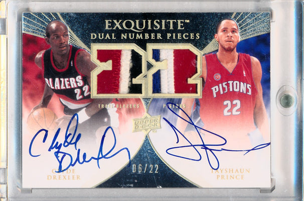 Upper Deck 2007-08 Exquisite Collection Exquisite Dual Number Pieces #EDN-PD Clyde Drexler/Tayshaun Prince 6/22