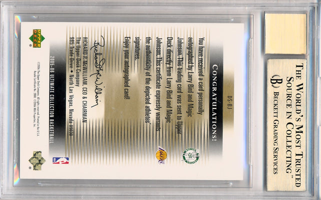 Upper Deck 2005-2006 Ultimate Collection Ultimate Signatures Dual #DS/BJ Larry Bird / Magic Johnson 10/25 / BGS Grade 9.5 / Auto Grade 10