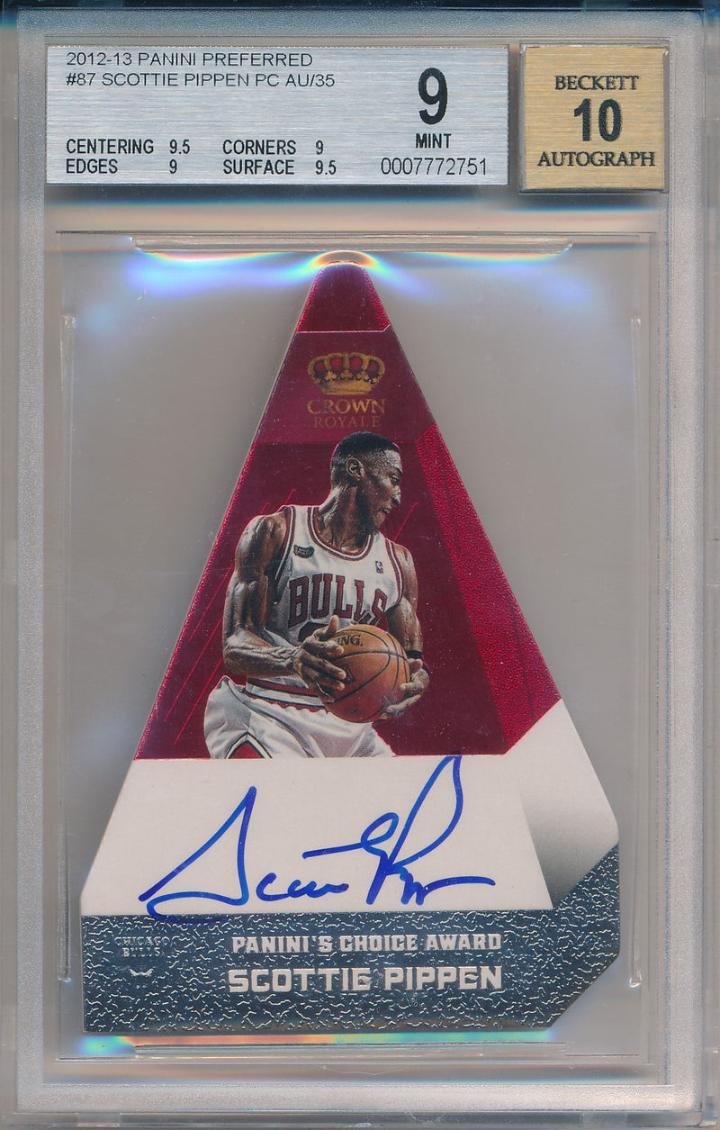 Panini 2012-2013 Panini Preferred Panini's Choice Awards #87 Scottie Pippen 9/35 / BGS Grade 9 / Auto Grade 10