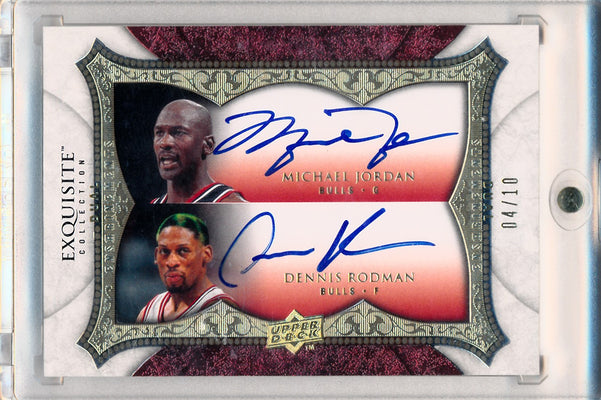 Upper Deck 2007-2008 Exquisite Collection Dual Enshrinements #DEN-JR Michael Jordan / Dennis Rodman 4/10 / BGS Grade 8 / Auto Grade 10