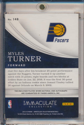 Panini 2015-2016 Immaculate Acetate RPA #148 Myles Turner 30/33