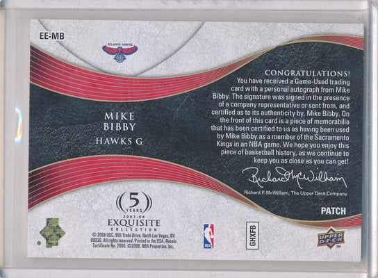 Upper Deck 2007-2008 Exquisite Collection Emblems Of Endorsement #EEMB Mike Bibby 8/10