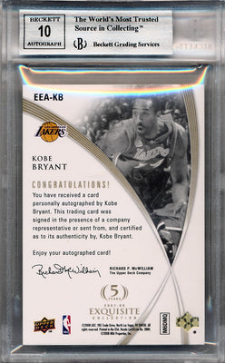 Upper Deck 2007-2008 Exquisite Collection Exclusives Autograph #KB Kobe Bryant 13/24 / BGS Grade 8.5 / Auto Grade 10