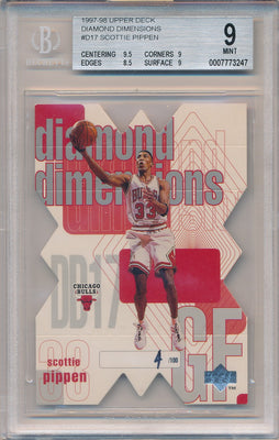 Upper Deck 1997-1998 Diamond Dimensions DieCut #DD17 Scottie Pippen 4/100 / BGS Grade 9