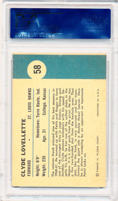 Fleer 1961 St. Louis Hawks  #58 Clyde Lovellette  / PSA Grade 8