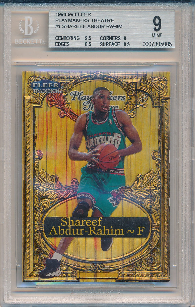 Fleer 1998-1999 Tradition Playmaker Theatre #1/15PT Shareef Abdur-Rahim 44/100 / BGS Grade 9