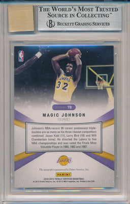 Panini 2012-2013 Totally Certified Black Autographs #78 Magic Johnson 1/1 / BGS Grade 9 / Auto Grade 10