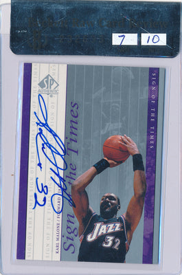 Upper Deck 1999-2000 SP Authentic Sign Of The Times #KM Karl Malone  / PSA Grade 7