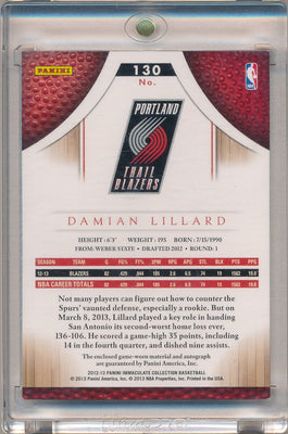 Panini 2012-2013 Immaculate Collection Rookie Card #130 Damian Lillard 51/99