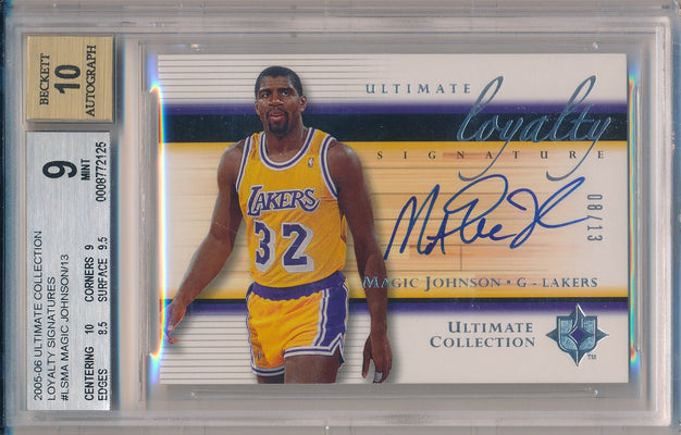 Upper Deck 2005-2006 Ultimate Collection Loyalty Signatures #LS-MA Magic Johnson 8/13 / BGS Grade 9 / Auto Grade 10