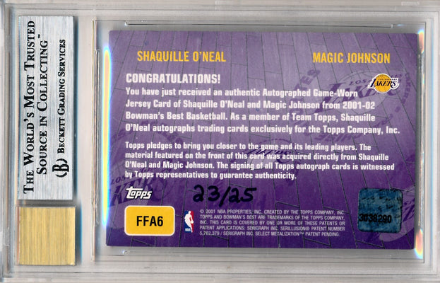 Topps 2001-2002 Topps Xpectations Bowman's Best #FFA6 Shaquille O'neal / Magic Johnson 23/25 / BGS Grade 8.5 / Auto Grade 10