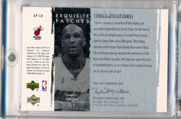 Upper Deck 2003-2004 Exquisite Collection Patches Autographs #AP-LO Lamar Odom 58/100