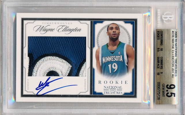 Panini 2009-2010 National Treasures Century Silver #226 Wayne Ellington 9/99 / BGS Grade 9.5 / Auto Grade 10