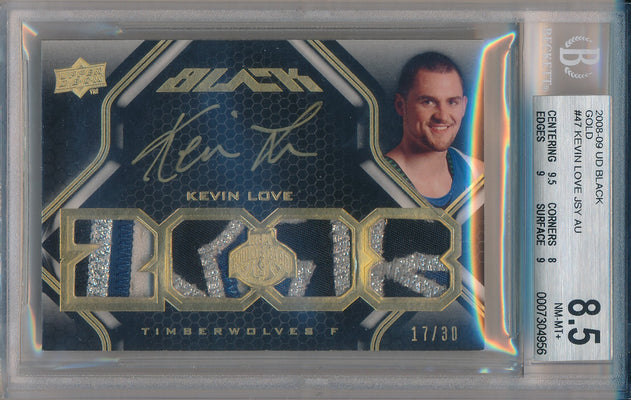 Upper Deck 2008-09 UD Black Gold  #47 Kevin Love 17/30 / BGS Grade 8.5 / Auto Grade 10