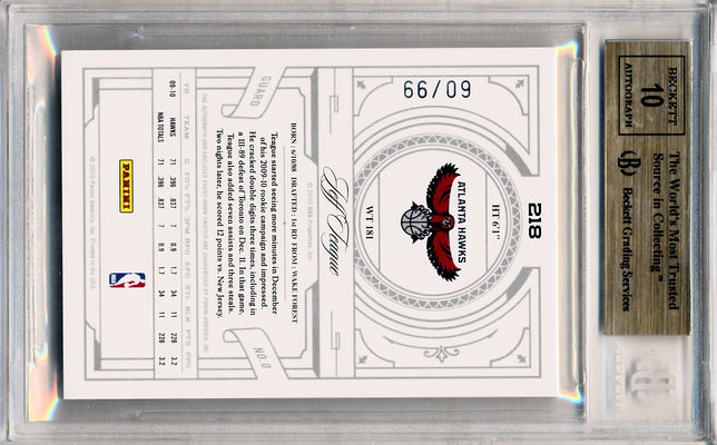 Panini 2009-2010 National Treasures Century Silver #218 Jeff Teague 60/99 / BGS Grade 9.5 / Auto Grade 10