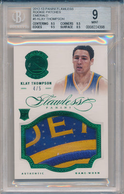 Panini 2012-2013 Flawless Emerald Jumbo Patches #5 Klay Thompson 4/5 / BGS Grade 9