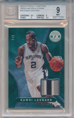 Panini 2012-2013 Totally Certified Green Materials Prime #29 Kawhi Leonard 3/5 / BGS Grade 9