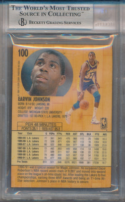 Fleer 1991-1992 3-D Wrapper Redemption Basketball #100 Magic Johnson  / BGS Grade 8.5 / Auto Grade 10