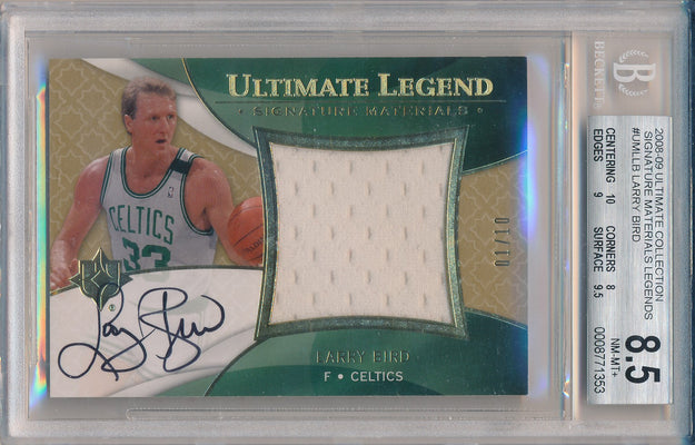 Upper Deck 2008-2009 Ultimate Collection Signature Materials Legends #UML-LB Larry Bird 1/10 / BGS Grade 8.5 / Auto Grade 10