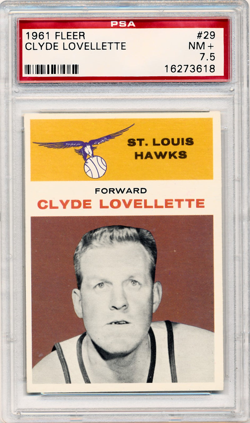 Fleer 1961 St. Louis Hawks  #29 Clyde Lovellette  / PSA Grade 7.5