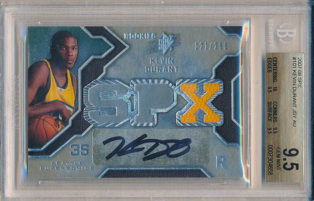 Upper Deck  2007-2008 SPX Jersey Auto #101 Kevin Durant 121/299 / BGS Grade 9.5 / Auto Grade 10