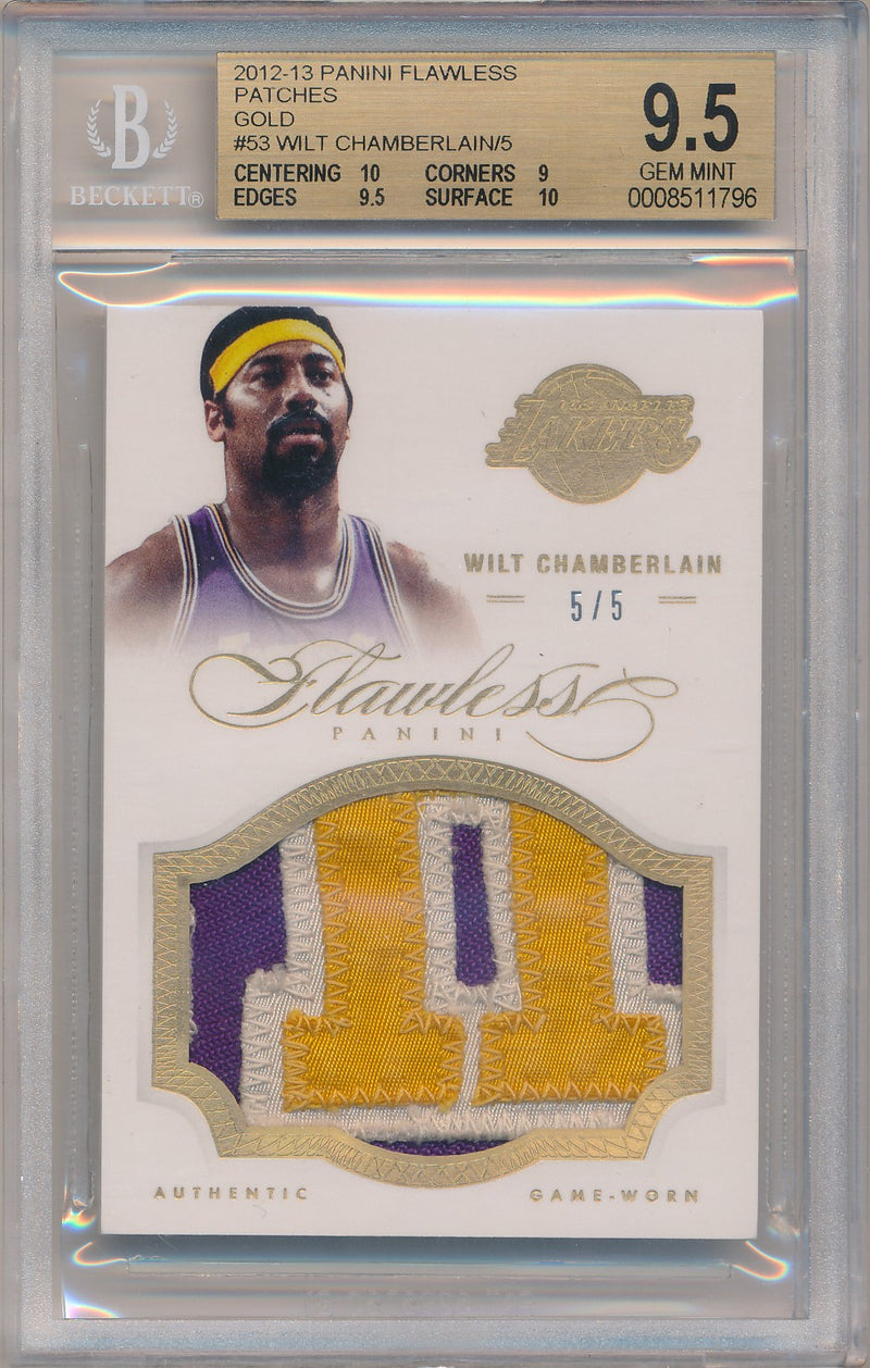 Panini 2012-2013 Flawless Gold Jumbo Patches #53 Wilt Chamberlain 5/5 / BGS Grade 9.5