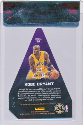 Panini 2012-2013 Crown Royale S Choice Award #58 Kobe Bryant 24/74 / Auto Grade 9