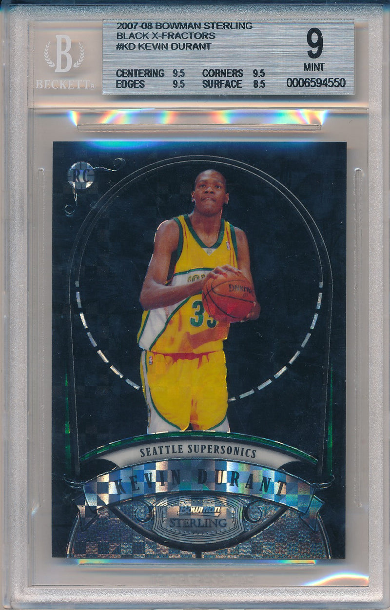 Topps  2007-2008 Bowman Sterling Black X-Fractors #KD Kevin Durant 1/10 / BGS Grade 9