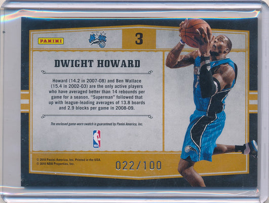 Panini 2009-2010 Timeless Treasures Statistical Champion Materials #3 Dwight Howard 22/100