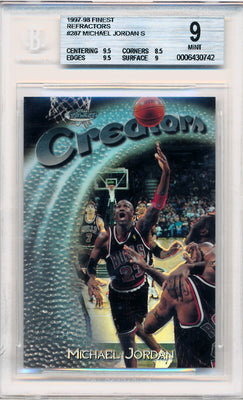 Topps 1997-1998 Finest Refractors #287 Michael Jordan 966/1090 / BGS Grade 9