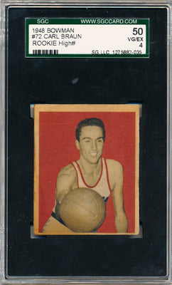 Topps Bowman  1948 New York Knickerbockers  #72 Carl Braun   / PSA Grade