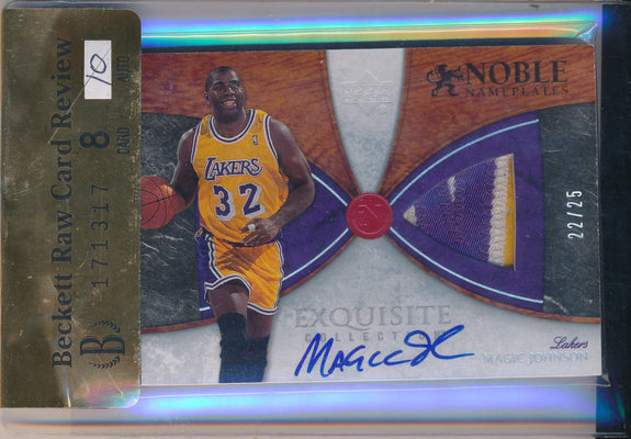 Upper Deck 2007-2008 Exquisite Collection Noble NamePlates #NN-MA Magic Johnson 22/25 / BGS Grade 8 / Auto Grade 10