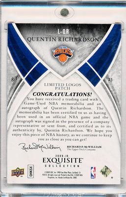 Upper Deck 2009-2010 Exquisite Collection Limited Logos #LQR Quentin Richardson 10/14