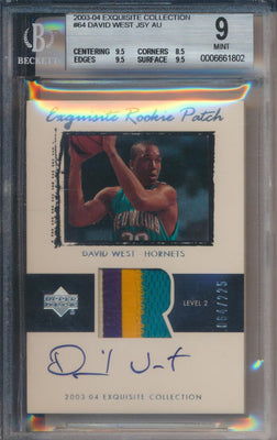 Upper Deck 2003-2004 Exquisite Collection Exquisite Rookie Patch Auto #64 David West 64/225 / BGS Grade 9 / Auto Grade 10