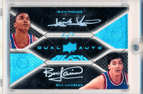 Upper Deck 2008-2009 Ud Black Dual Autographs #11 Isiah Thomas / Bill Laimbeer 1/1