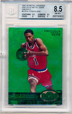 Skybox 1997-1998 Metal Universe Championship Precious Metal Gems Green #8 Rod Strickland 6/100 / BGS Grade 8.5