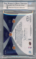 Upper Deck 2007-2008 Exquisite Collection Trios Patch #BWJ Jerry West / Magic Johnson / Kobe Bryant 10/10 / BGS Grade 8