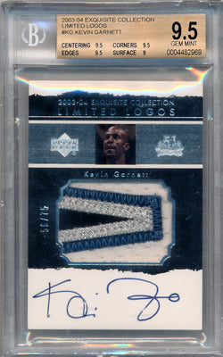 Upper Deck 2003-2004 Exquisite Collection Limited Logos #KG Kevin Garnett 56/75 / BGS Grade 9.5 / Auto Grade 10