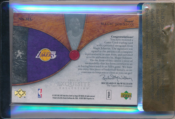 Upper Deck 2007-2008 Exquisite Collection Noble NamePlates #NN-MA Magic Johnson 22/25 / BGS Grade 8 / Auto Grade 10