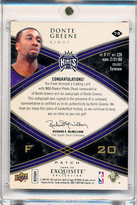 Upper Deck 2008-2009 Exquisite Collection Rookie Parallel #78 Donte Greene 7/10