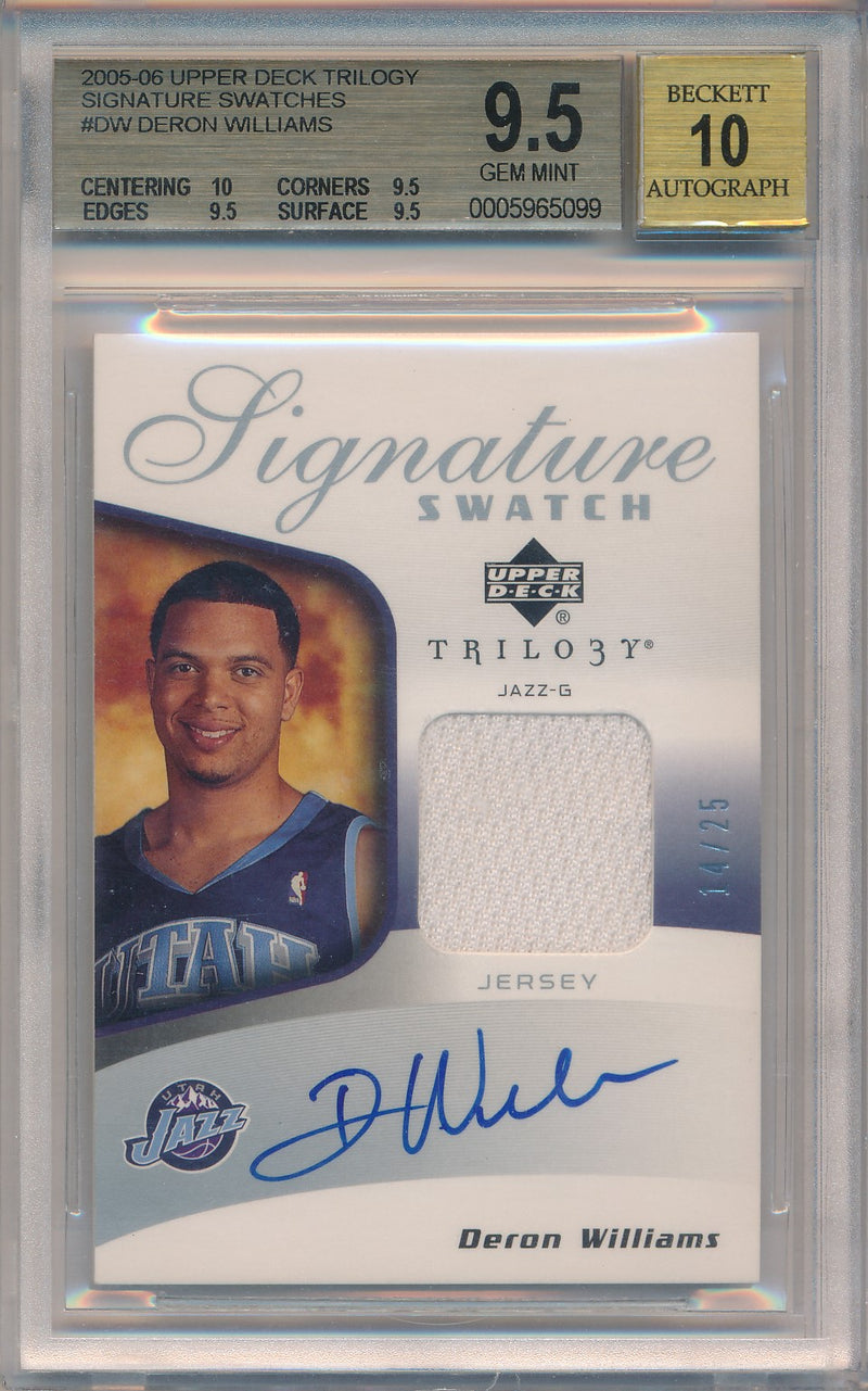 Upper Deck 2005-2006 UD Trilogy Signature Swatches #SSA-DW Deron Williams 14/25 / BGS Grade 9.5 / Auto Grade 10