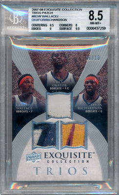 Upper Deck 2007-2008 Exquisite Collection Trios Patch #ROW Gerald Wallace / Emeka Okafor / Jason Richardson 6/10 / BGS Grade 8.5