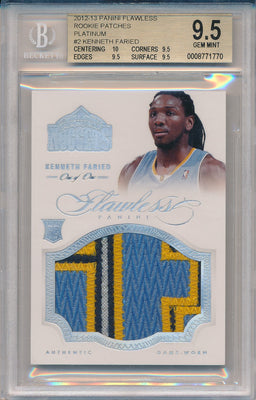 Panini 2012-2013 Flawless Platinum Jumbo Patches #2 Kenneth Faried 1/1 / BGS Grade 9.5