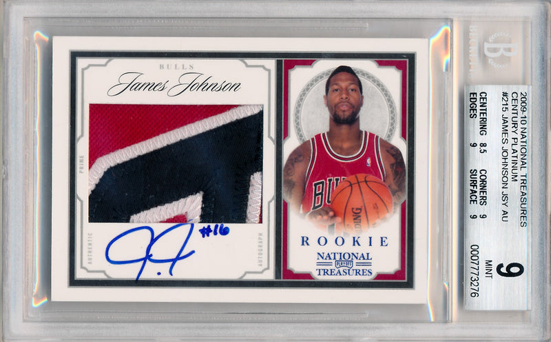 Panini 2009-2010 National Treasures Century Platinum #215 James Johnson 5/5 / BGS Grade 9 / Auto Grade 10