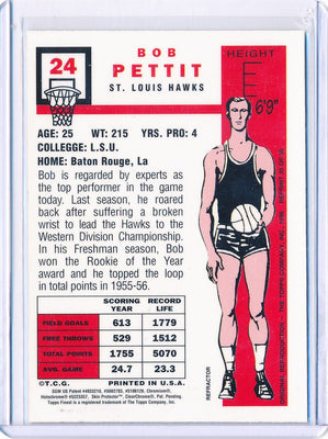 Topps 1996-1997 Finest Reprint Refractor #24 Bob Pettit