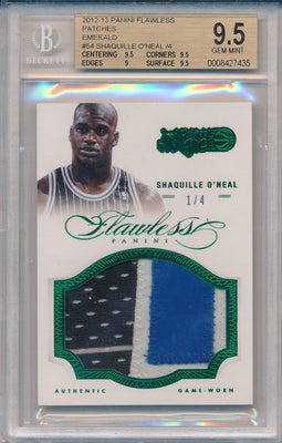 Panini 2012-2013 Flawless Emerald Jumbo Patches #54 Shaquille O'Neal 1/4 / BGS Grade 9.5